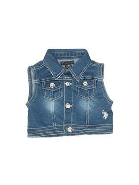 U.S Girls Sleeveless Heart Print Denim Romper Polo Assn